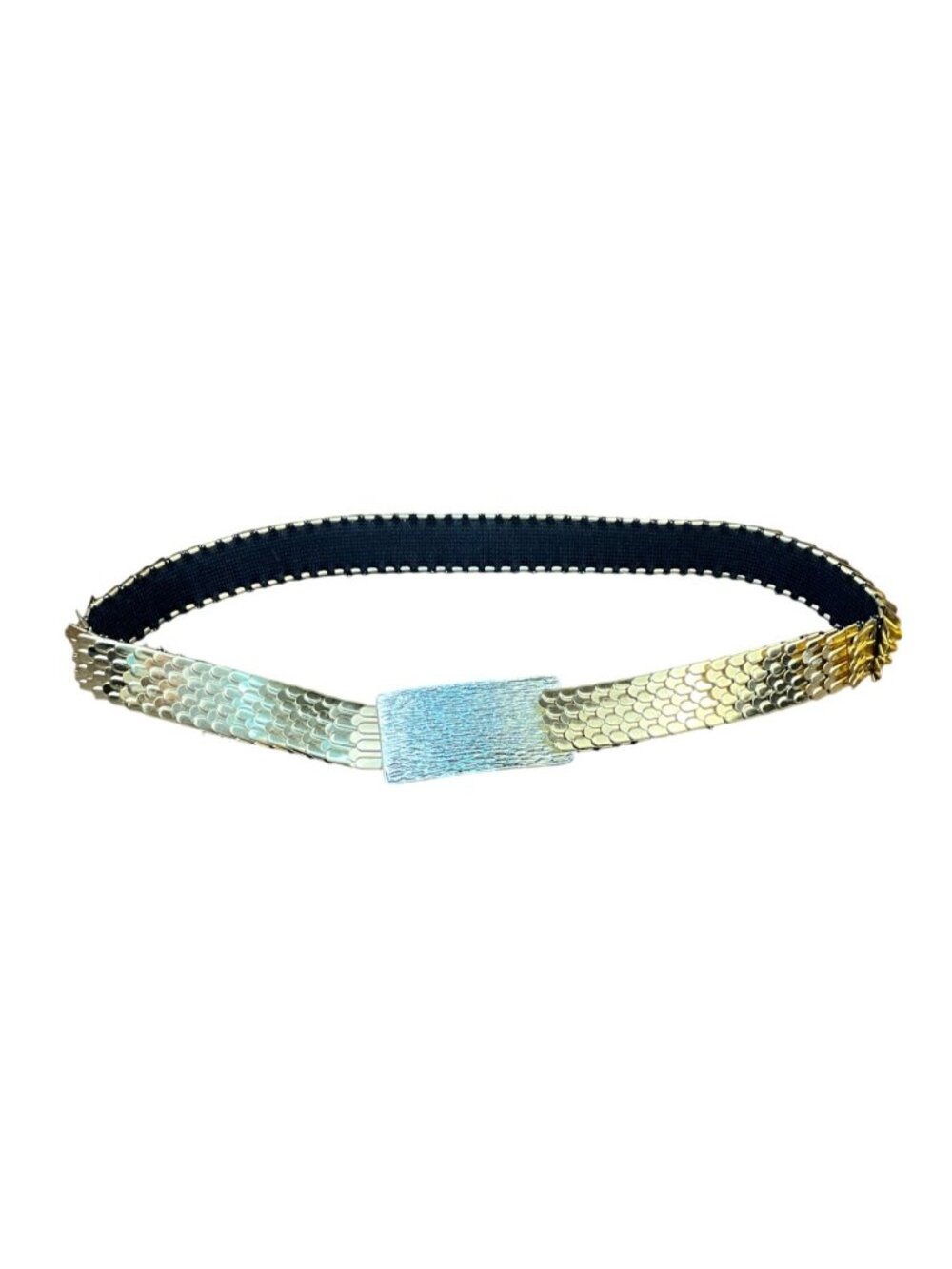 Vintage 80's Gold-Toned Womens Stretch Belt Textured Metal Buckle Waist